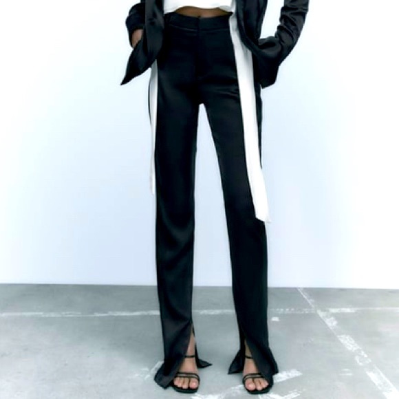 Zara Pants & Jumpsuits Zara Full Length Satin Effect Pants Black